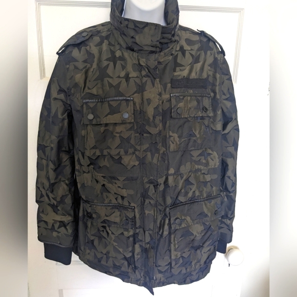 AVEC LES FILLES WATER-RESISTANT CARGO CAMO JACKET WITH HIDDEN HOOD SIZE … - Picture 4 of 16